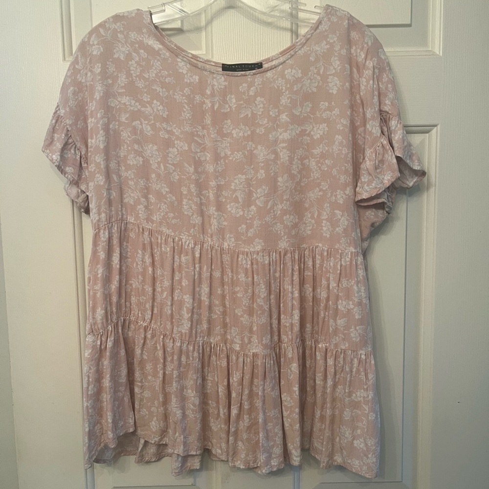 Floral Pink Ruffle Sleeve Top